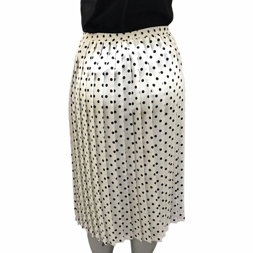 Vintage Pleated Midi Skirt Sz Medium Polka Dot Modest Cottagecore Classic Retro